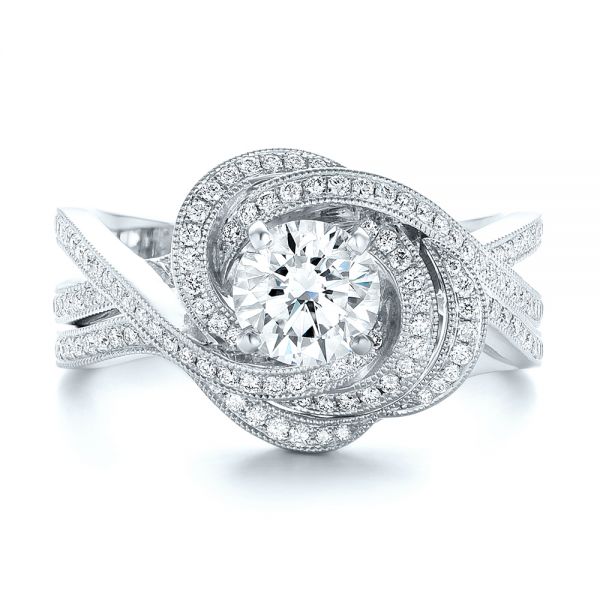 18k White Gold 18k White Gold Custom Diamond Engagement Ring - Top View -  102833