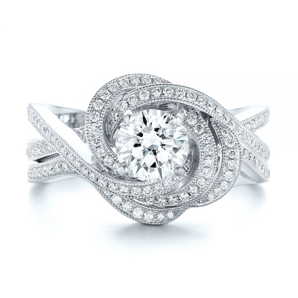 14k White Gold 14k White Gold Custom Diamond Engagement Ring - Top View - 102833
