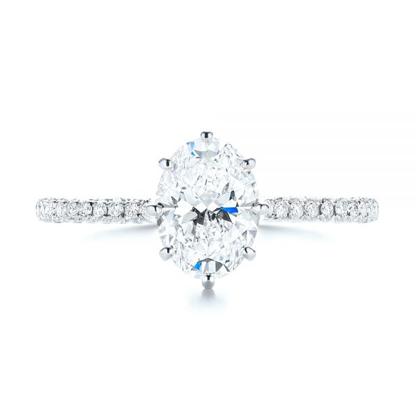 18k White Gold 18k White Gold Custom Diamond Engagement Ring - Top View -  103153