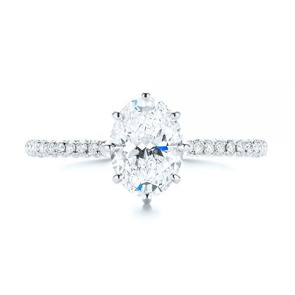 18k White Gold 18k White Gold Custom Diamond Engagement Ring - Top View - 103153
