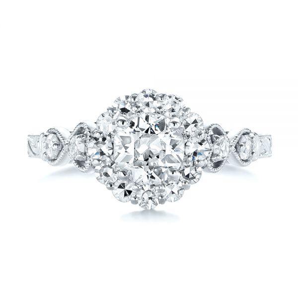 18k White Gold 18k White Gold Custom Diamond Engagement Ring - Top View -  103600