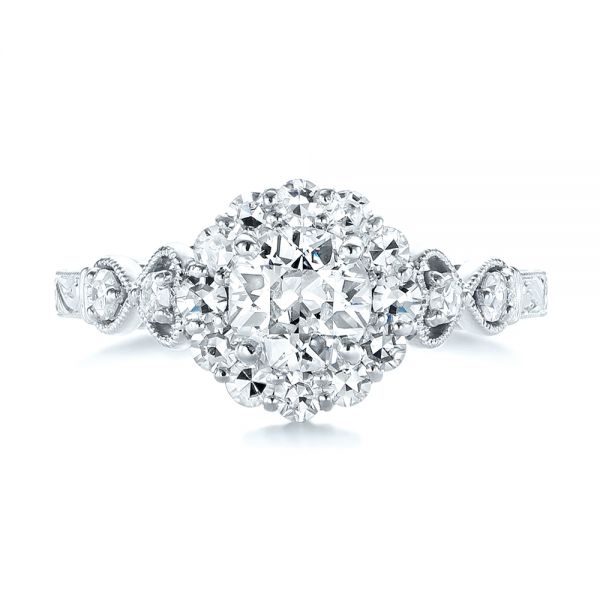 14k White Gold 14k White Gold Custom Diamond Engagement Ring - Top View - 103600