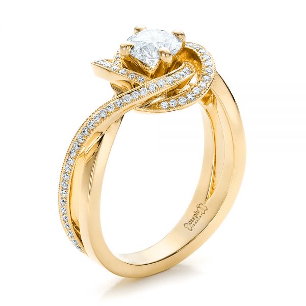 18k Yellow Gold 18k Yellow Gold Custom Diamond Engagement Ring - Three-Quarter View -  100438