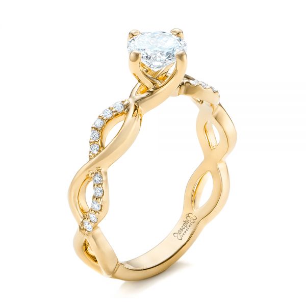 14k Yellow Gold 14k Yellow Gold Custom Diamond Engagement Ring - Three-Quarter View -  102059