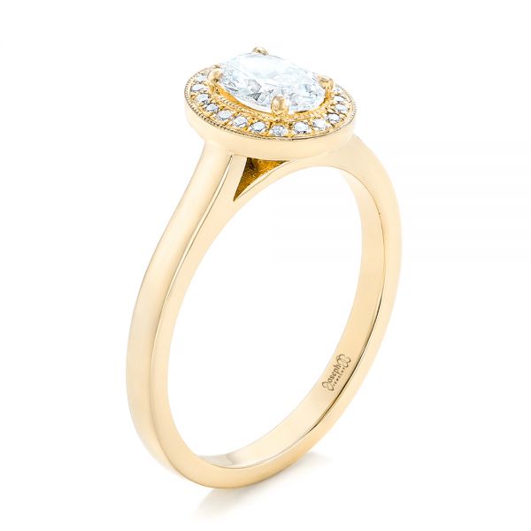 18k Yellow Gold 18k Yellow Gold Custom Diamond Engagement Ring - Three-Quarter View -  102432