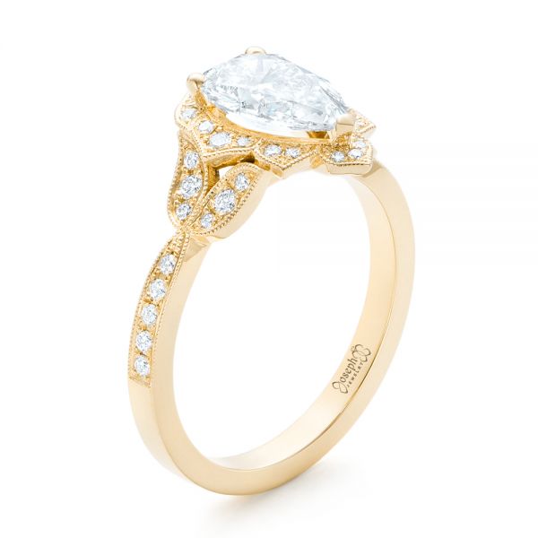 18k Yellow Gold 18k Yellow Gold Custom Diamond Engagement Ring - Three-Quarter View -  102806