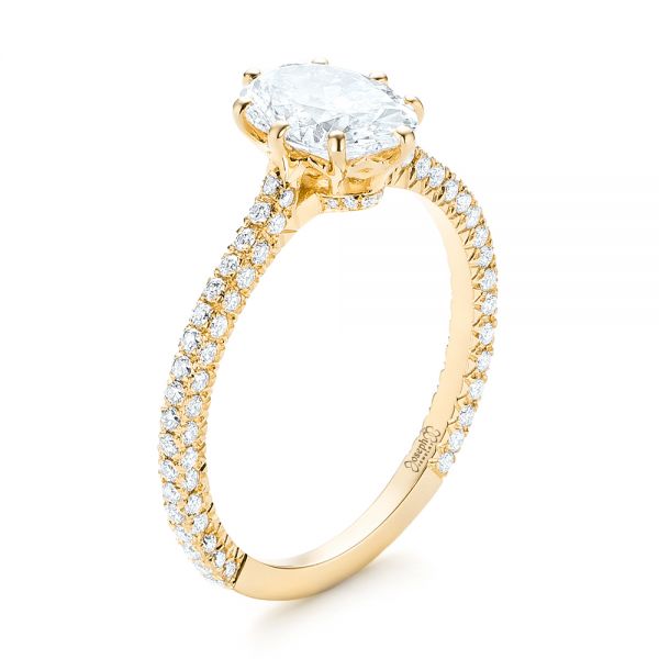 18k Yellow Gold 18k Yellow Gold Custom Diamond Engagement Ring - Three-Quarter View -  103153