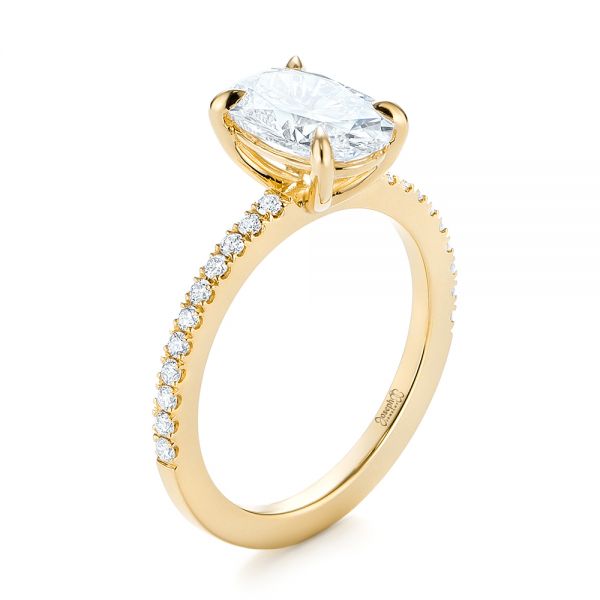 18k Yellow Gold 18k Yellow Gold Custom Diamond Engagement Ring - Three-Quarter View -  103550