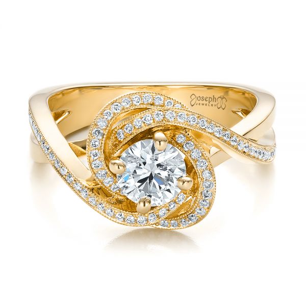 18k Yellow Gold 18k Yellow Gold Custom Diamond Engagement Ring - Flat View -  100438