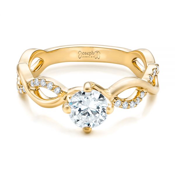 18k Yellow Gold 18k Yellow Gold Custom Diamond Engagement Ring - Flat View - 102059