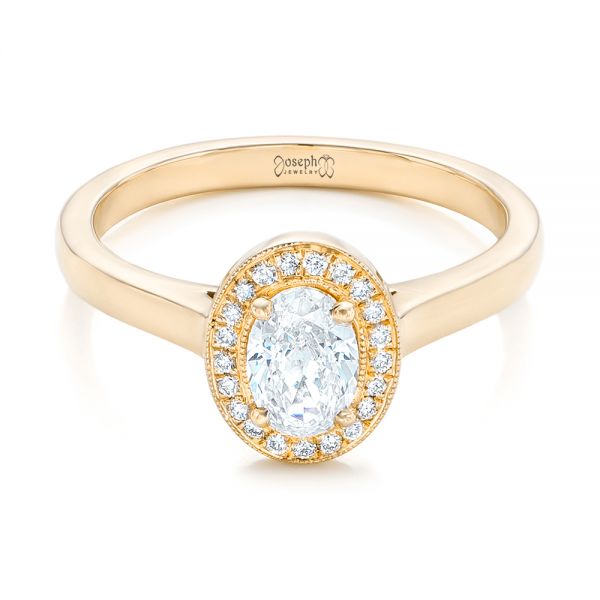 18k Yellow Gold 18k Yellow Gold Custom Diamond Engagement Ring - Flat View -  102432