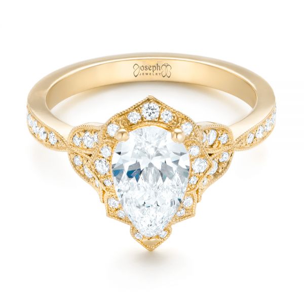 18k Yellow Gold 18k Yellow Gold Custom Diamond Engagement Ring - Flat View -  102806