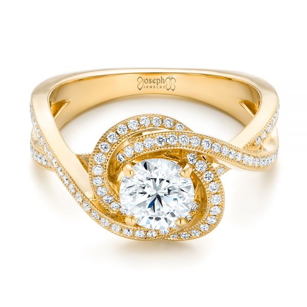 14k Yellow Gold 14k Yellow Gold Custom Diamond Engagement Ring - Flat View -  102833