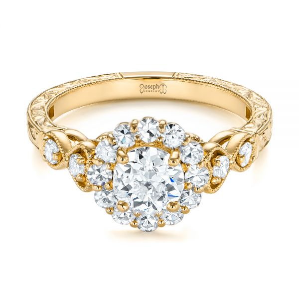 18k Yellow Gold 18k Yellow Gold Custom Diamond Engagement Ring - Flat View - 103600