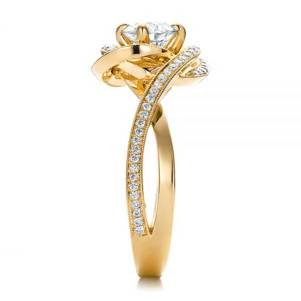 18k Yellow Gold 18k Yellow Gold Custom Diamond Engagement Ring - Side View -  100438