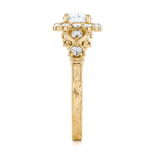 14k Yellow Gold 14k Yellow Gold Custom Diamond Engagement Ring - Side View -  103600