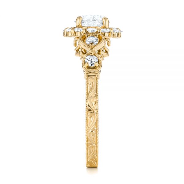 18k Yellow Gold 18k Yellow Gold Custom Diamond Engagement Ring - Side View - 103600