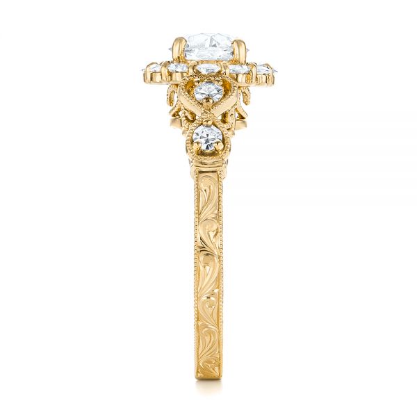 18k Yellow Gold 18k Yellow Gold Custom Diamond Engagement Ring - Side View -  103600