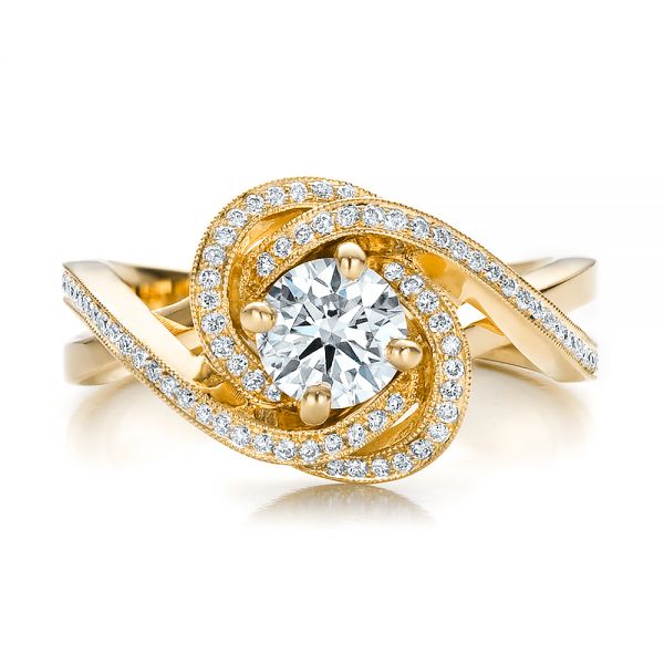 18k Yellow Gold 18k Yellow Gold Custom Diamond Engagement Ring - Top View -  100438