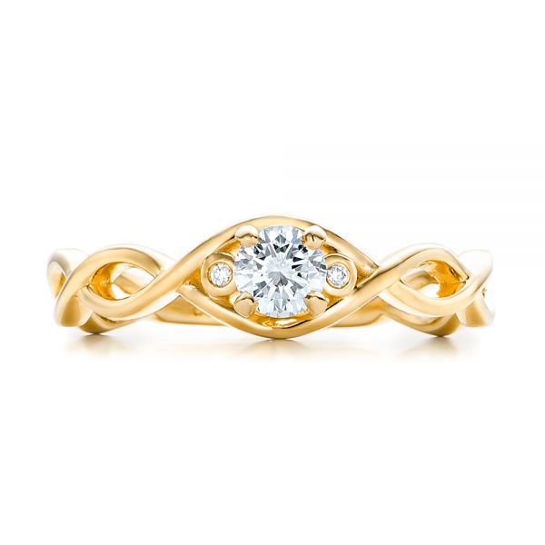 18k Yellow Gold 18k Yellow Gold Custom Diamond Engagement Ring - Top View -  100922