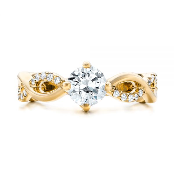 18k Yellow Gold 18k Yellow Gold Custom Diamond Engagement Ring - Top View - 102059