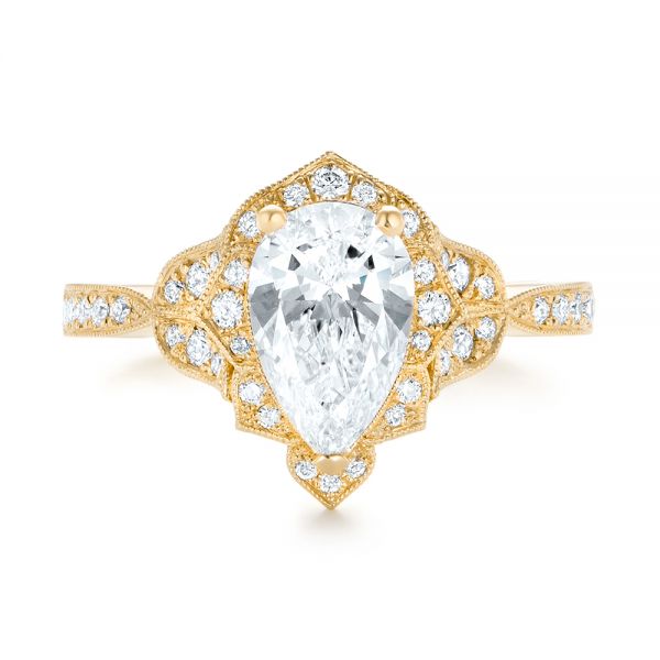 18k Yellow Gold 18k Yellow Gold Custom Diamond Engagement Ring - Top View -  102806