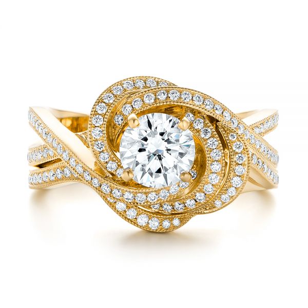 18k Yellow Gold 18k Yellow Gold Custom Diamond Engagement Ring - Top View -  102833