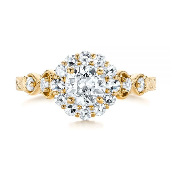 18k Yellow Gold 18k Yellow Gold Custom Diamond Engagement Ring - Top View - 103600