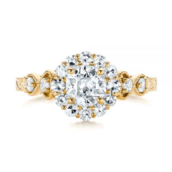 18k Yellow Gold 18k Yellow Gold Custom Diamond Engagement Ring - Top View -  103600