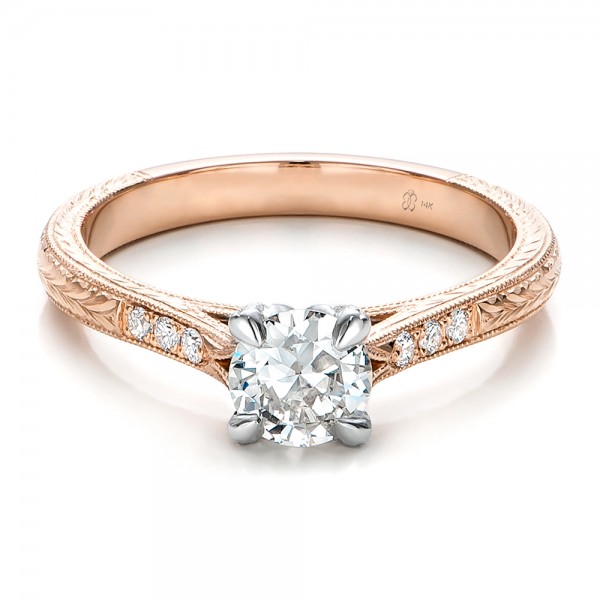 Custom Rose Gold and White Gold Diamond Engagement Ring #100860 ...