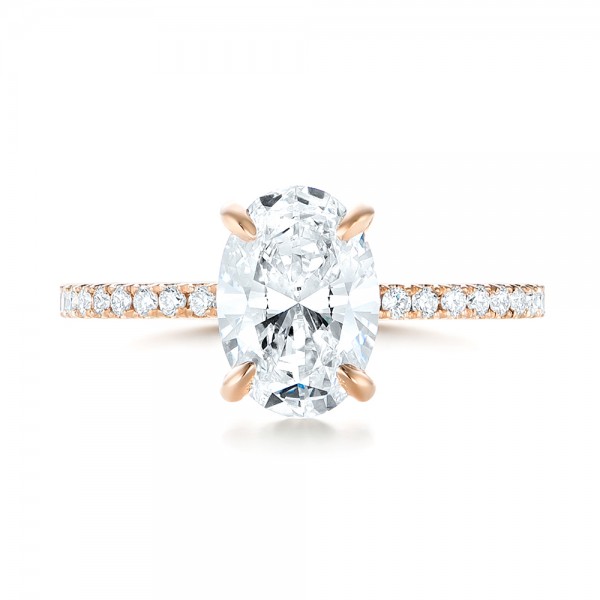 14k Rose Gold Custom Diamond Engagement Ring - Top View -  103550