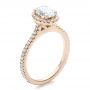 14k Rose Gold Custom Diamond Halo Engagement Ring - Three-Quarter View -  100741 - Thumbnail