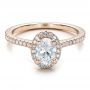 14k Rose Gold Custom Diamond Halo Engagement Ring - Flat View -  100741 - Thumbnail