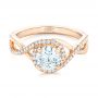 14k Rose Gold Custom Diamond Halo Engagement Ring - Flat View -  102525 - Thumbnail