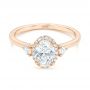 14k Rose Gold Custom Diamond Halo Engagement Ring - Flat View -  103025 - Thumbnail