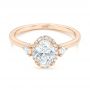 18k Rose Gold 18k Rose Gold Custom Diamond Halo Engagement Ring - Flat View -  103025 - Thumbnail