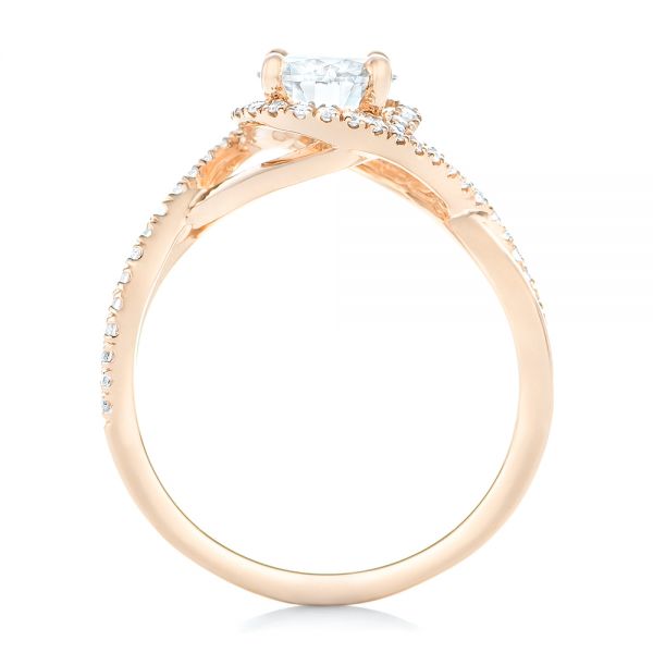 18k Rose Gold 18k Rose Gold Custom Diamond Halo Engagement Ring - Front View -  102525