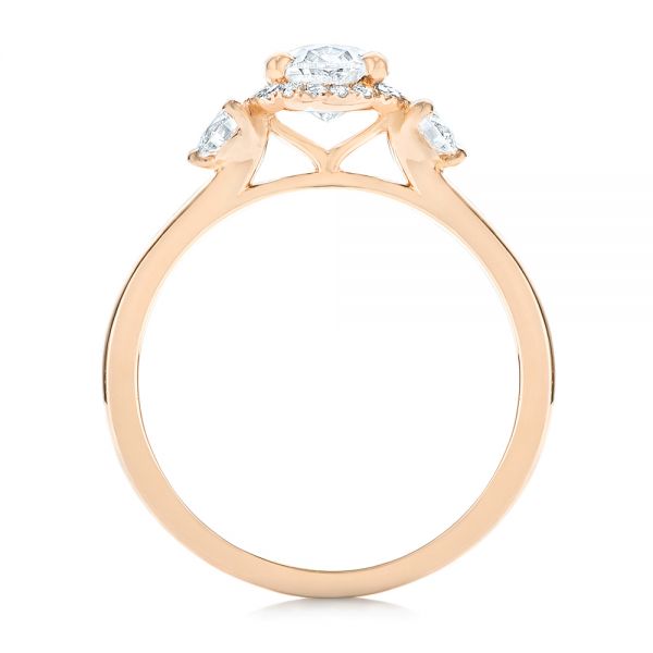 14k Rose Gold Custom Diamond Halo Engagement Ring - Front View -  103025