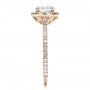 14k Rose Gold Custom Diamond Halo Engagement Ring - Side View -  100741 - Thumbnail