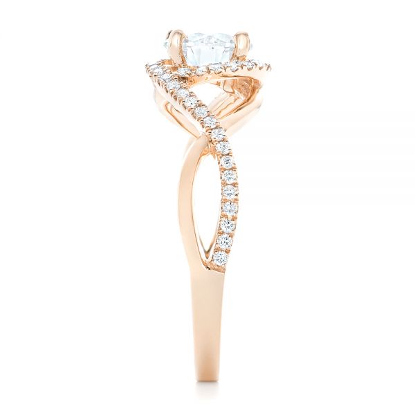 18k Rose Gold 18k Rose Gold Custom Diamond Halo Engagement Ring - Side View -  102525