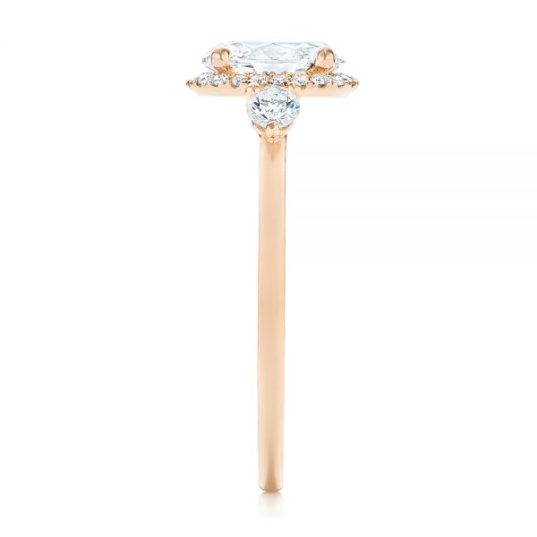 14k Rose Gold Custom Diamond Halo Engagement Ring - Side View -  103025