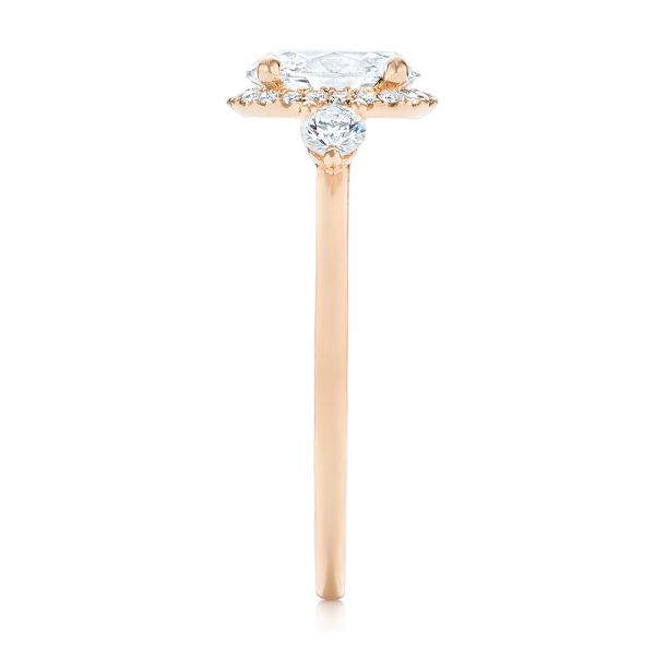 18k Rose Gold 18k Rose Gold Custom Diamond Halo Engagement Ring - Side View -  103025