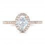 14k Rose Gold Custom Diamond Halo Engagement Ring - Top View -  100741 - Thumbnail
