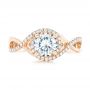 14k Rose Gold Custom Diamond Halo Engagement Ring - Top View -  102525 - Thumbnail