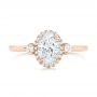 14k Rose Gold Custom Diamond Halo Engagement Ring - Top View -  103025 - Thumbnail