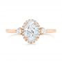14k Rose Gold Custom Diamond Halo Engagement Ring - Top View -  103025 - Thumbnail