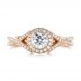 14k Rose Gold Custom Diamond Halo Engagement Ring - Top View -  103327 - Thumbnail
