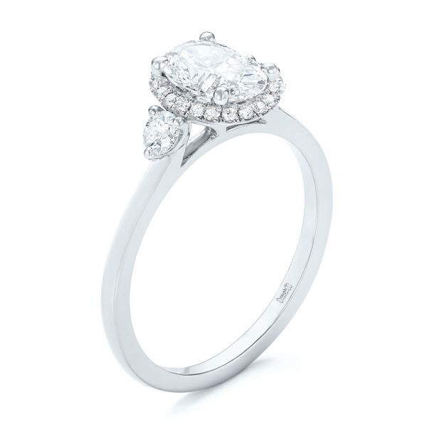 14k White Gold 14k White Gold Custom Diamond Halo Engagement Ring - Three-Quarter View -  103025