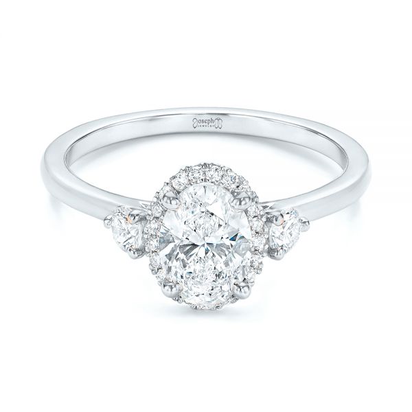 14k White Gold 14k White Gold Custom Diamond Halo Engagement Ring - Flat View -  103025
