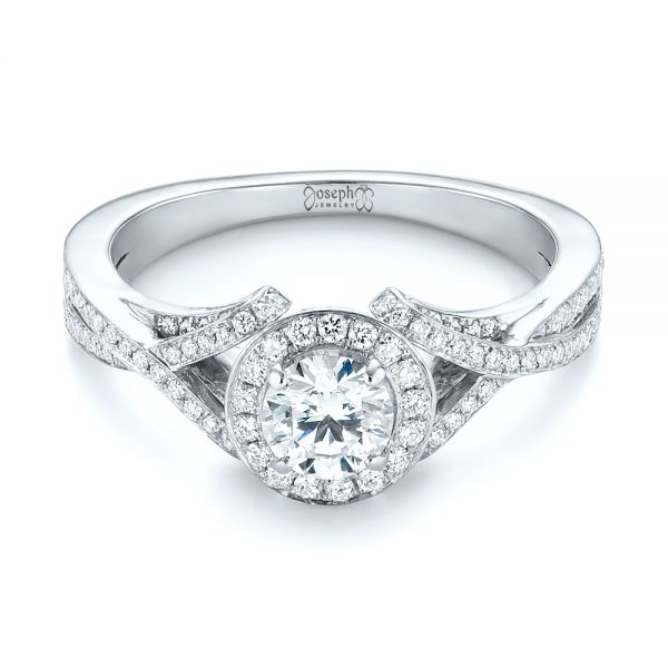 Platinum Platinum Custom Diamond Halo Engagement Ring - Flat View - 103327